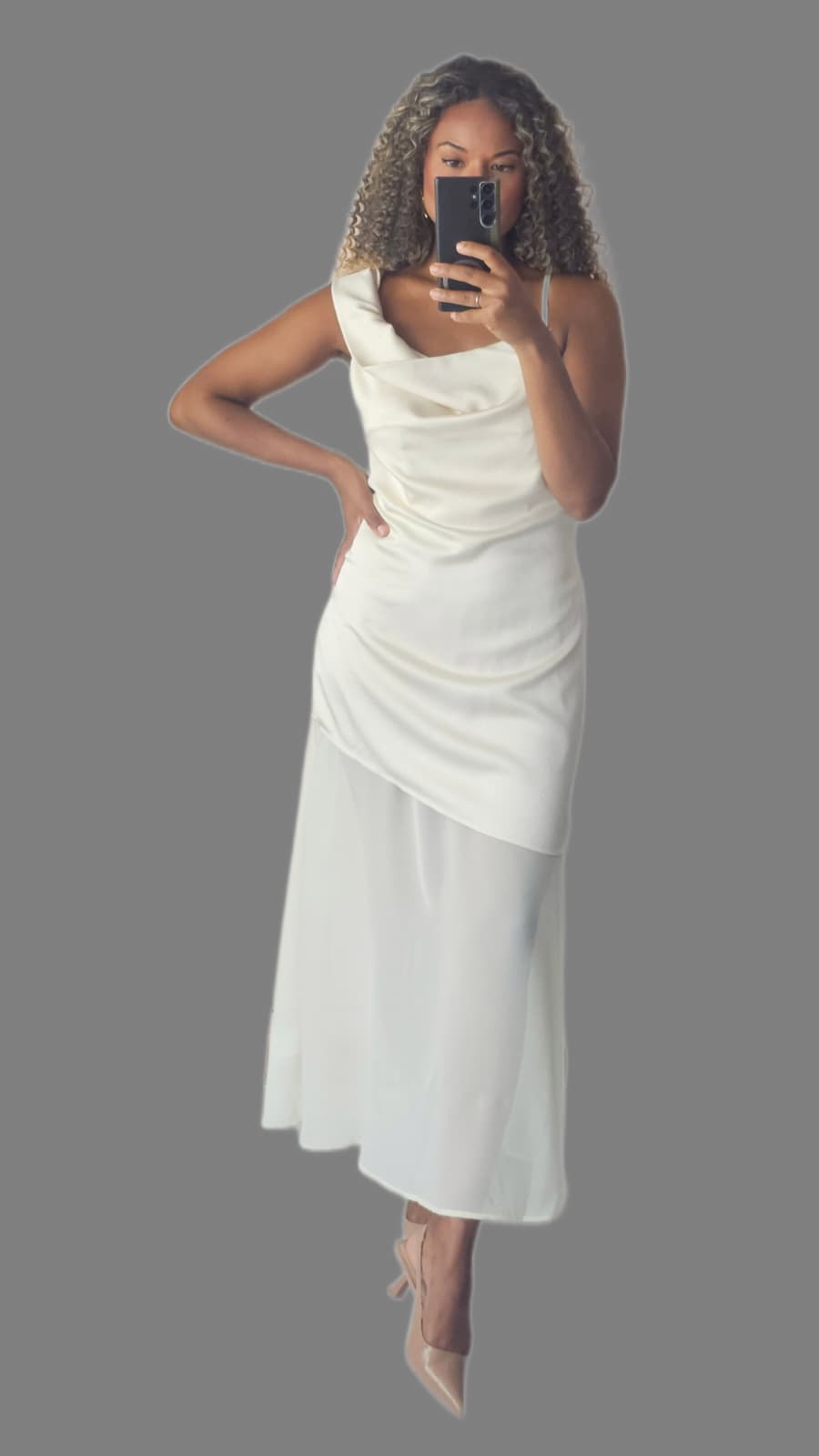 Abito Maxi Seta & Chiffon Multiway "Glow" - Avorio