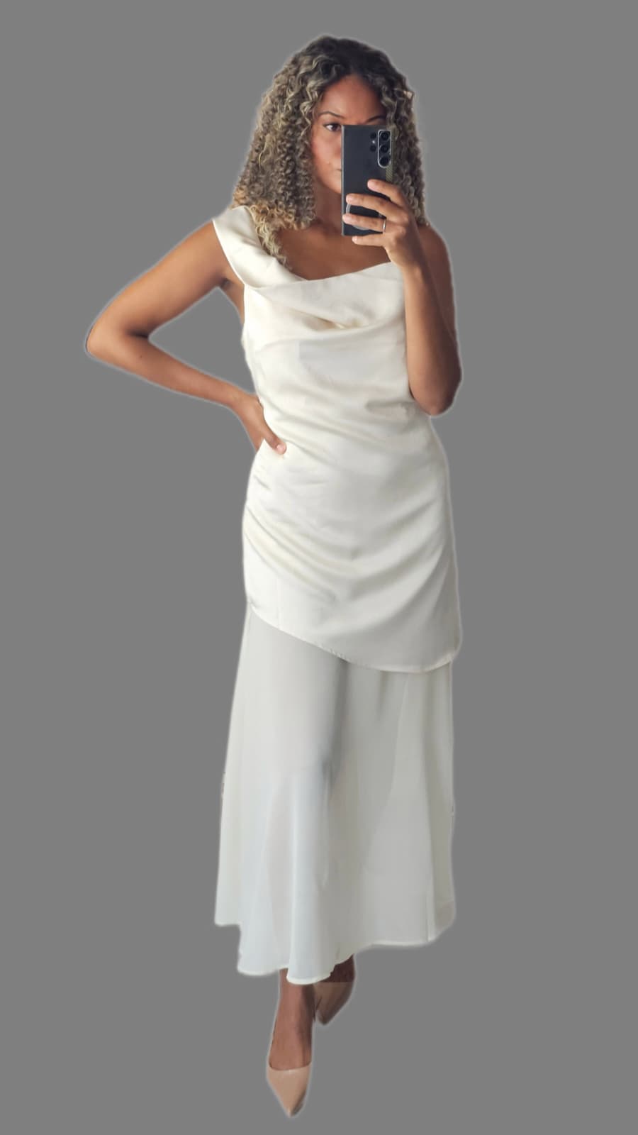 Abito Maxi Seta & Chiffon Multiway "Glow" - Avorio