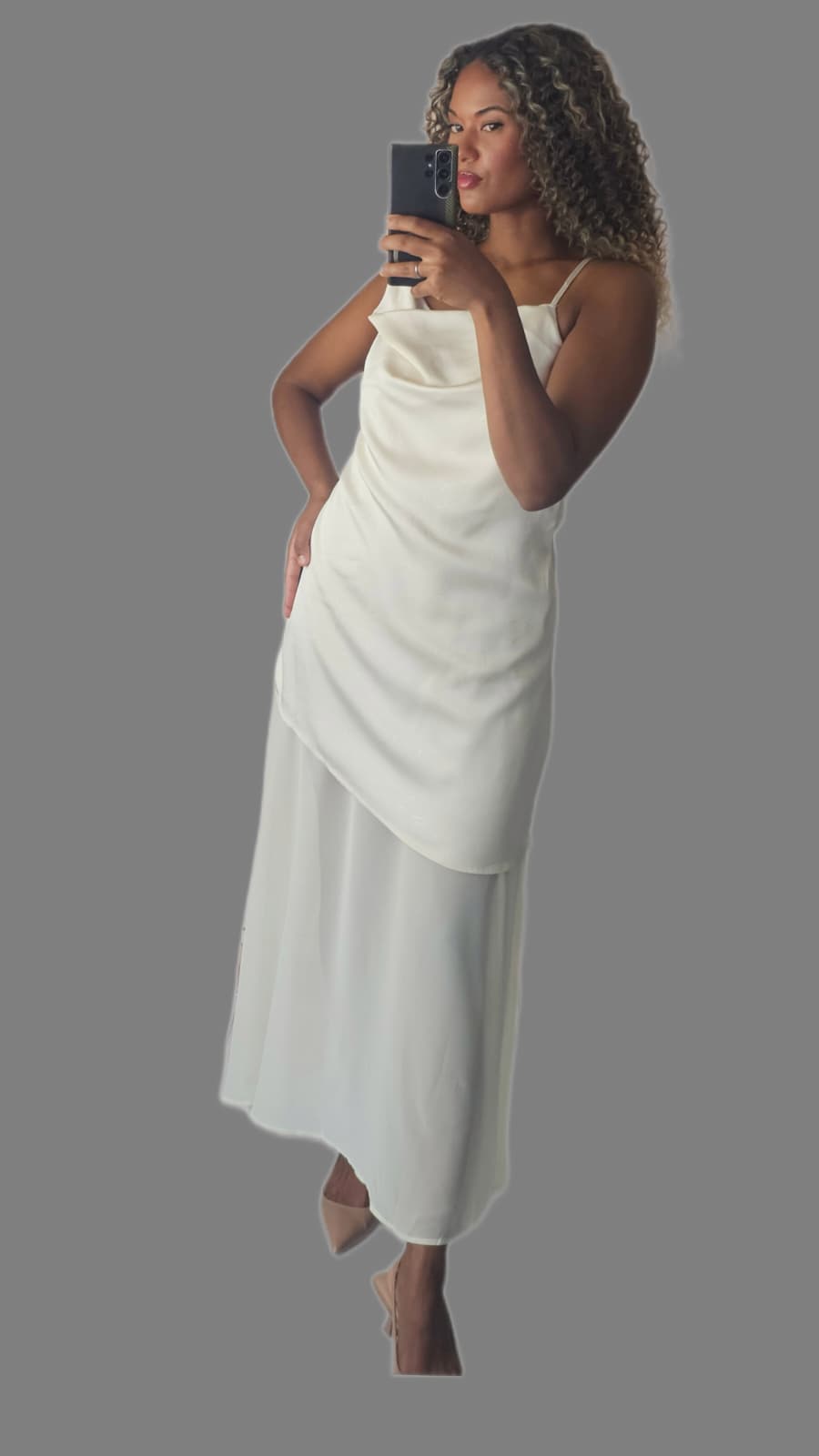 Abito Maxi Seta & Chiffon Multiway "Glow" - Avorio